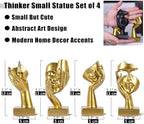 Gold Abstract Thinker Figurine Set of 4, Home Art Face Small Statue for Accents Decor Women Bedroom Shelf Bookcase Room Desk, TV Stand, Coffee Table Decor, Art Sculpture Gifts for Women (Gold) - Image 3