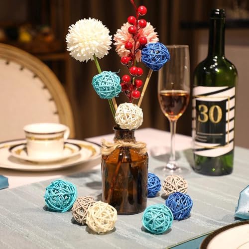 Wicker Ball Orbs,Dark Blue, Sky Blue, Gray, White,2.4'',2'',1.6'',1.2'' - Image 6