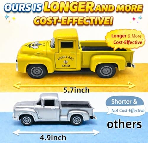 5.7in Bee Truck Decor with Sweet Honey Blocks, Yellow Metal Pickup - Image 5
