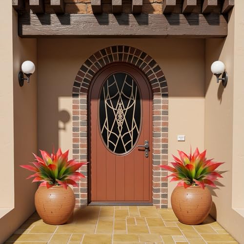 Artificial Agave 22" Faux Agave Fake Greenery Outdoor Artificial Plant Fake Plant for Indoor Home Decoration Plastic Plant Outdoor Decor Front Porch Decor Simulation Plants (Red 2Pcs) No Vase - Image 3