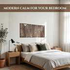 qmmp Modern Wooden Wall Sculptures - Set of 3 - Home Decor Accent - Large Wall Art for Living Room, Bedroom, Office - Easy Installation (Walnut, Large - Orbit) - Image 2