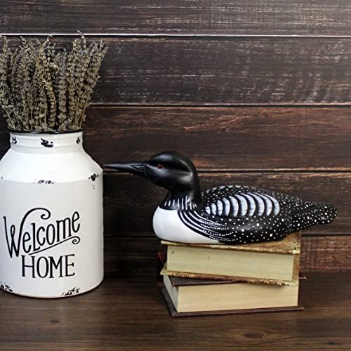 CVHOMEDECO. Primitives Hand Engraving and Painted Wood Loon Farmhouse Figurine Decorative Accent, 15 Inch - Image 4