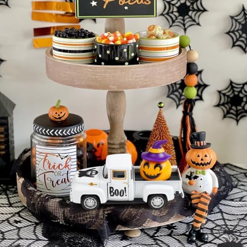 White Halloween Truck Decor, Pumpkin Pickup for Farmhouse Tabletop - Image 5