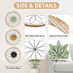Paquesta 3 Piece Round Farmhouse Wall Decor with 6 Piece Interchangeable Flowers 15.75'' Medallion Wood & Metal Rustic Wall Art for Living Room Bedroom Kitchen Bathroom Dining Room Home Decorations (large black wheel) - Image 2