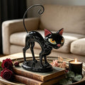 Cynkeyee Halloween Black Cat Statue - 9 in Vintage Mid‑Century Resin by Cynkeyee