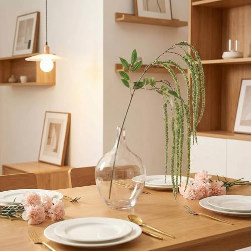 2Pcs Amaranthus Artificial Flower, 43" Faux Hanging Amaranthus Silk Cascading Floral Stems for Wedding Bouquet, Home Vase Decor, Bendable Stems Fake Hanging Plants (Green) - Image 2