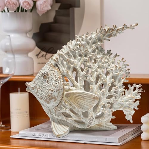 Hodao Sea Coral Fish Figurines, Angelfish Coral Reef Coastal Beach Decor - Image 6