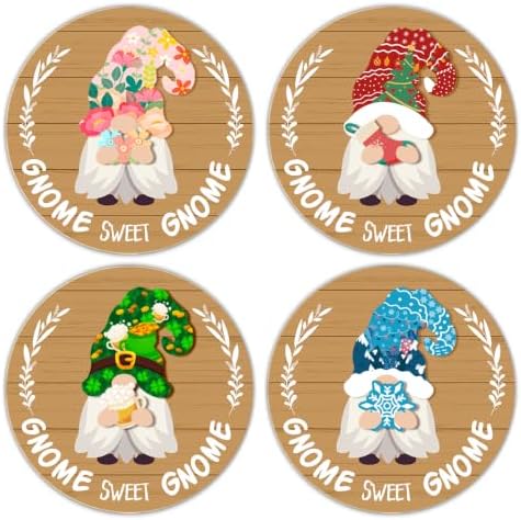 Interchangeable Gnome Welcome Sign Fall Halloween Door Decor, Tan - Image 3