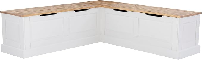 Linon Harris Natural and White Two Tone Backless Corner Breakfast Nook by Linon