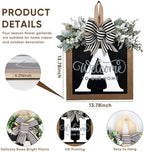 Ultra Large 14'' Last Name All Year Round Front Door Wreath with 26 Initial Letter Welcome Sign All Seasons Eucalyptus Garland and Bow Wreaths for Front Door Porch Farmhouse Decoration (A) - Image 4