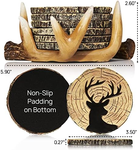 Deer Antler Coasters Set of 6 - Handcrafted Hunting Decor & Man Cave Gifts - Image 2