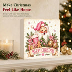 GUDIAO Christmas Decorations Pink, Vintage Merry Christmas Wood Box Sign - Image 5