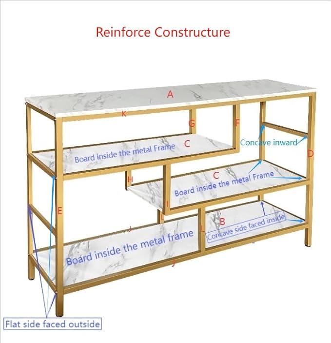 AT-VALY Console Table 4-Tier Storage Shelves Entryway Table Hallway Tables - Image 5