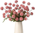 10Pcs 20.5" Artificial Pompon Mum Silk Flower Stems, Fake Chrysanthemum Ball Faux Flowers for Vase, Fall Floral Stems for Indoor Home Decor Wedding Centerpieces, Red (No Vase) by ENALGRE