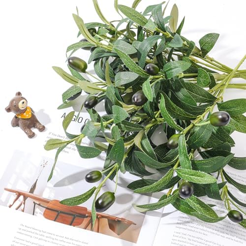 30pcs 10” Faux Olive Leaves Fake Olive Branches for Small Vase - Image 2