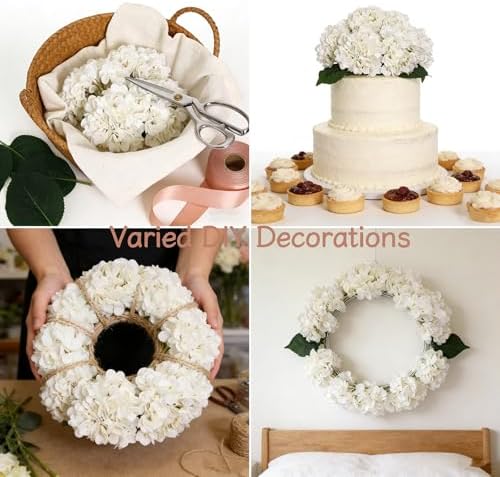Kimura's Cabin 6pcs White Hydrangea Artificial Flowers Silk Fake Flowers - Image 6