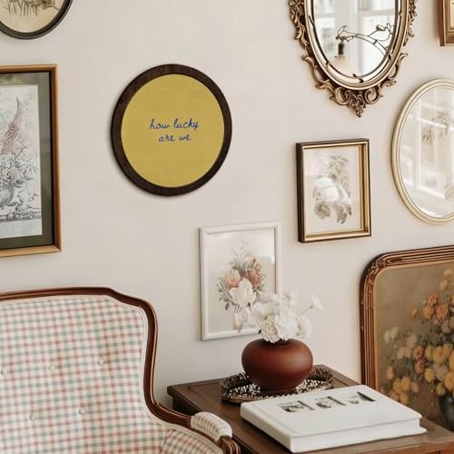 CFFJLHN How Lucky Are We Wall Art, Motivational Wall Decor Inspirational Positive Affirmation Vintage Round Wooden Wall Art Decor for Bedroom Living Room Home Office, 10x10 Inch - Image 4