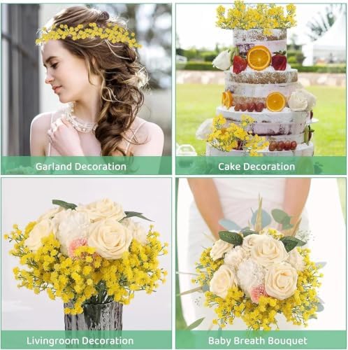 N&T NIETING Babys Breath Artificial Flowers Bulk, 15Pcs, Yellow - Image 5