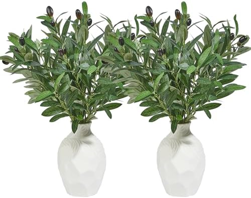 10 PCS 18 Inch Olive Tree Branches Greenery Stems Artificial Plants Faux Olive Branch for Vase Realistic Green Stem Home Decor Indoor by VICROL
