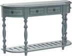Retro Wood Curved Entryway Console Table 52-Inch Half Moon Hall Sofa Table - Image 5
