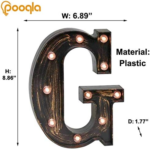 Pooqla Vintage Light Up Marquee Letters with Lights – Illuminated Industrial Style Lighted Alphabet Letter Signs - Coffee Bar Apartment Bedroom Wall Home Initials Decor A-Z - Image 4