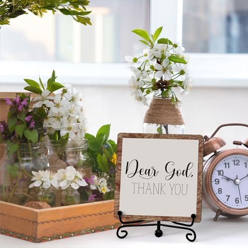 Modern Farmhouse Decor, Home Decor For Living Room, Boho Chic Aesthetic Shelf Decorations, Christian Rutsic Dear God Sign, Farm House Entryway Tv Stand Fireplace Coffee Table Decoration (06) - Image 3