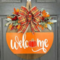 Fall Door Sign for Front Door, Wooden Welcome Hanger with Pumpkin Design, Plaid Bow and Autumn Leaves, Porch Entry Decor, Harvest Wreath Accent, Thanksgiving Decorations for Home and Covered Porch by Unknown