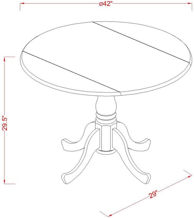 East West Furniture DLBO3-WHI-W 3 Piece Dining Room Table Set Contains a Round - Image 5