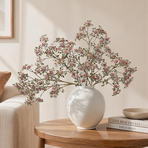 Fake Plants, 5 Pcs 23.62 Inch Berry Stems Fall Artificial Plants Indoor Faux Sedum Berry Picks Branches Faux Spray for Home Wedding Holiday Seasonal Farmhouse Mantel DIY Home Decor - Image 4