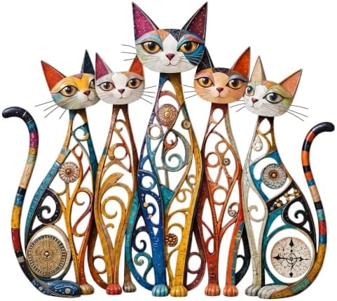 Wesiti Cat Metal Wall Art Iron Sculpture 10.6x15.7 Retro Mid Century by Wesiti