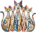 Wesiti Cat Metal Wall Art Iron Sculpture 10.6x15.7 Retro Mid Century by Wesiti