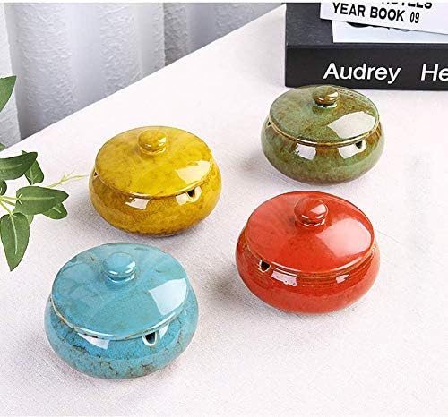 Lependor Ceramic Ashtray with Lids, Windproof, Cigarette Ashtray for Indoor or Outdoor Use，Ash Holder for Smokers,Desktop Smoking Ash Tray for Home Office Decoration - Blue - Image 6