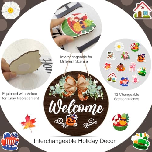 Interchangeable Welcome Sign Fall Halloween Front Porch Decoration - Image 5