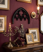 Putuo Decor Gothic Ornament Wall Art, Vintage Victorian Resin Plaque Window Frame, Dark Academia Halloween Spooky Decor Accent Sculpture for Living Room Bedroom Gallery - Image 4