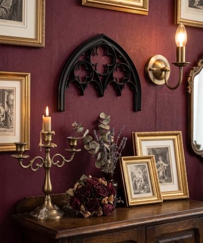 Putuo Decor Gothic Ornament Wall Art, Vintage Victorian Resin Plaque Window Frame, Dark Academia Halloween Spooky Decor Accent Sculpture for Living Room Bedroom Gallery - Image 4