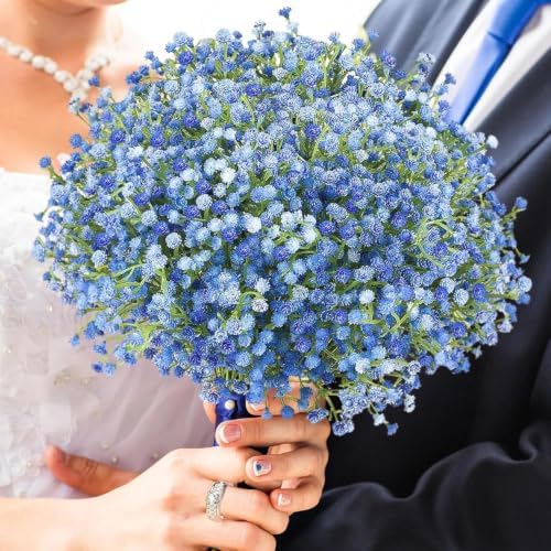 N&T NIETING 24Pcs Babys Breath Artificial Flowers Bulk, Blue - Image 3