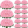 200Pcs Pink Roses Artificial Flowers, Realistic Silk Fake Roses Bouquet by Yastouay