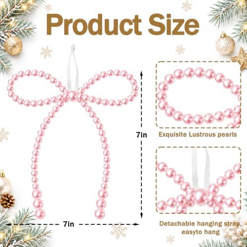 DIYDEC 18PCS Large Christmas Pearl Bow Ornament 7in Tree Topper Decor - Image 2