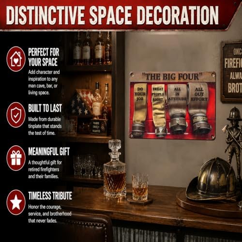 Vintage Firefighter Metal Art Tin Sign Retro Firehouse Wall Decor Funny Inspirational Quote Poster for Garage Man Cave Coffee Bar Home Office Decoration Gift 12x16 Inch - Image 4