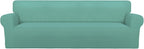 PureFit Stretch Couch Covers for Sofa 4 Seater Slipcovers Cyan | 1-Piece Sofa by PureFit