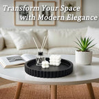 Round Decorative Tray for Coffee Table Decor, Circle Tray Decor 11" Black - Image 2