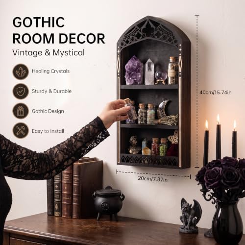 Crystal Shelf Display, Goth Room Decor, Trinket Shelf, Display Shelves - Image 6