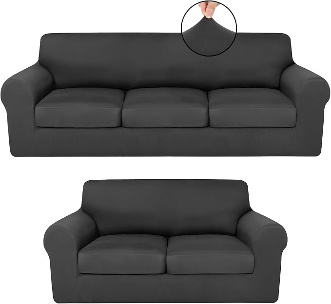 HunnmingRe Sofa Covers for 3 Cushion Couch Stretch Sofa and Loveseat Covers Set by HunnmingRe