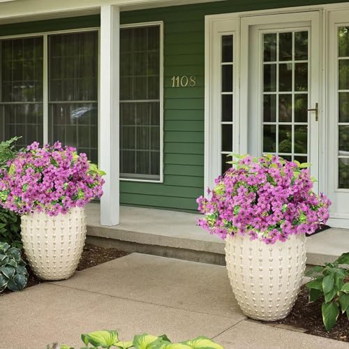 ATTGREAT Artificial Flowers for Outdoors UV Resistant, 24 Bundles(Purple) - Image 2