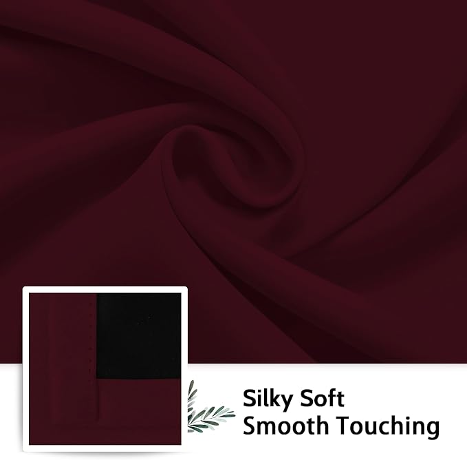SimpleHome Wine red 100% Blackout Curtains Room Darkening Living Room 63L | - Image 7