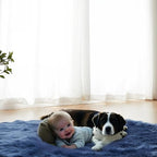 AMTOVO Faux Fur Sheepskin Rug for Living Room, 4 x 6 ft Dark Blue Fluffy Area - Image 8
