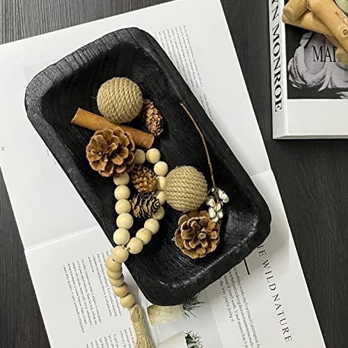 Wooden Dough Bowl Decor, Vintage Wooden Bowl Hand Carved Home Decor for Dining Table Center, Living Room, Kitchen Decor. (10inch black) - Image 7