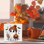 Rustic Fall Decaorations Cute Ghost Pumpkin Halloween decor Wooden Box Sign - Image 5