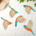 Barydat 5 Pcs Wooden Bird Wall Art Decor folk Birds Art Decor,Teal by home