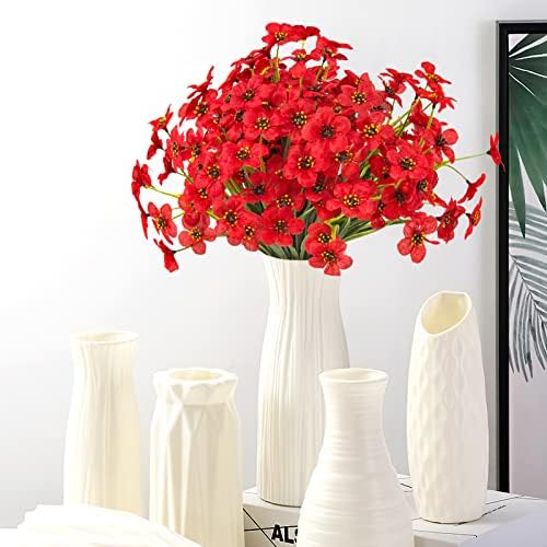 Outdoor Artificial Fake Flowers,24 Bundles UV Resistant Faux Outdoor Plastic Flower Plants for Outside Indoor Decorations(Red) - Image 5